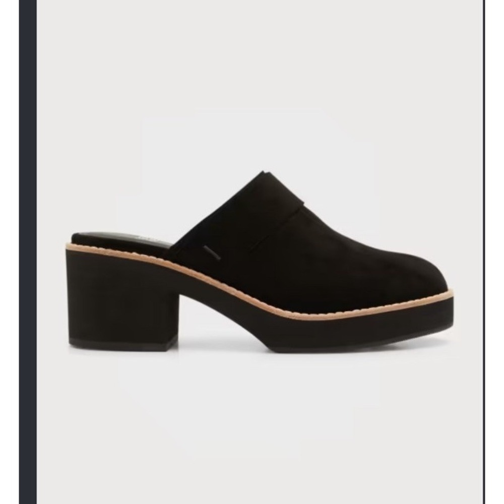 Eileen Fisher Hiya Suede Platform Mules Clog Womens Size 8.5 Black